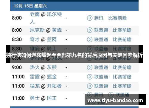 独行侠如何逆袭崛起至西部第九名的背后原因与关键因素解析